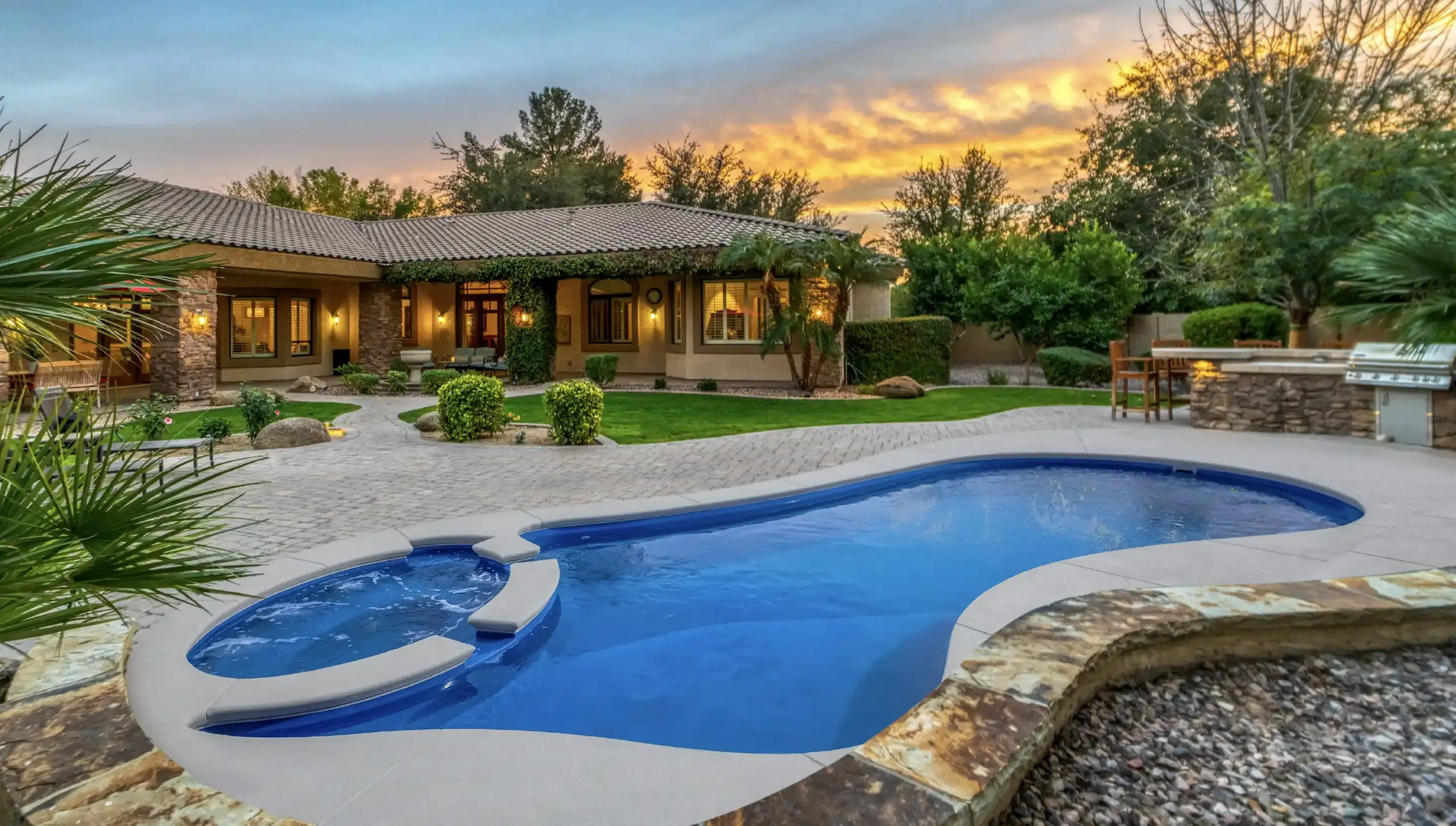 The Falls fiberglass inground pool design